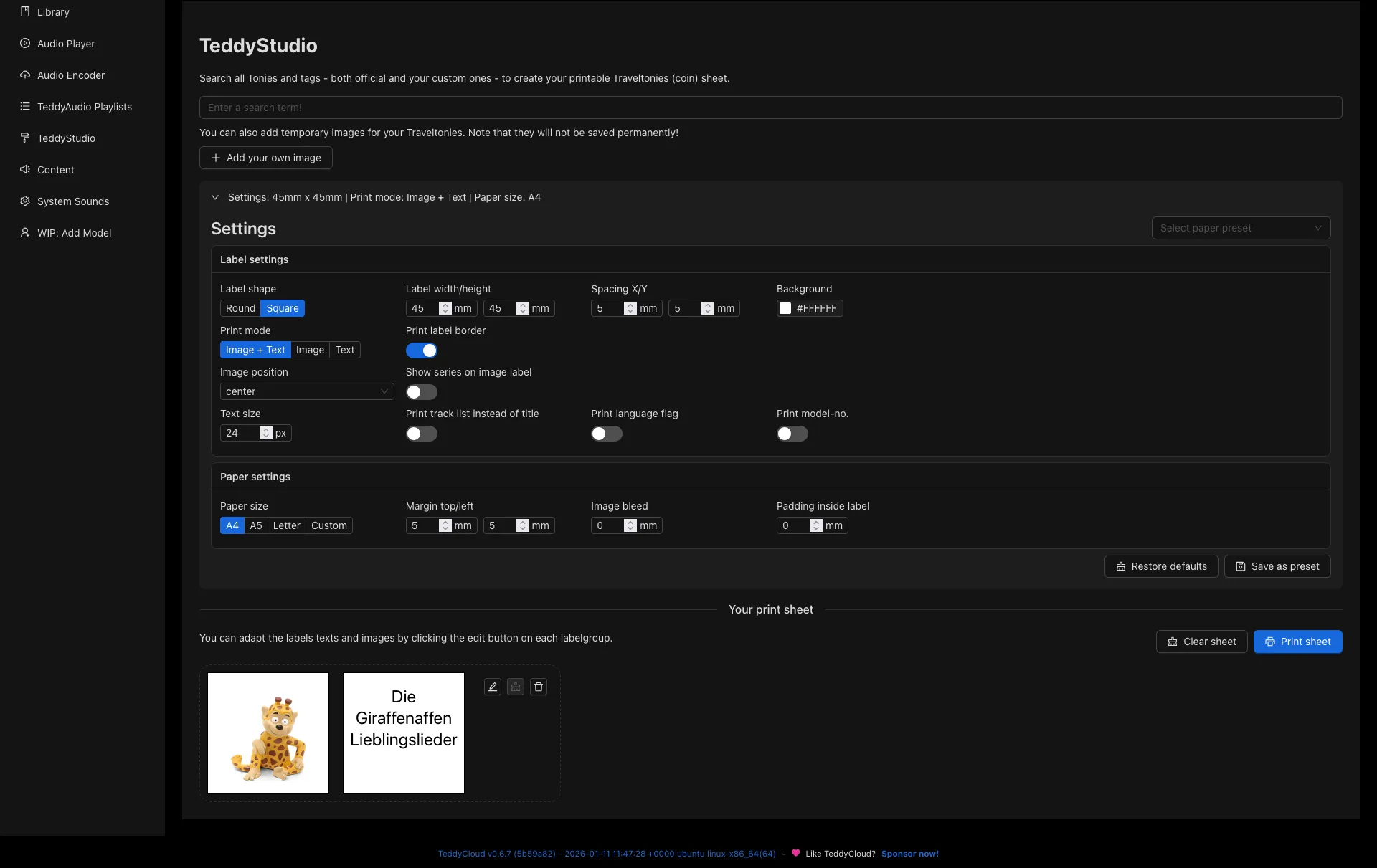 A screenshot of the TeddyStudio interface